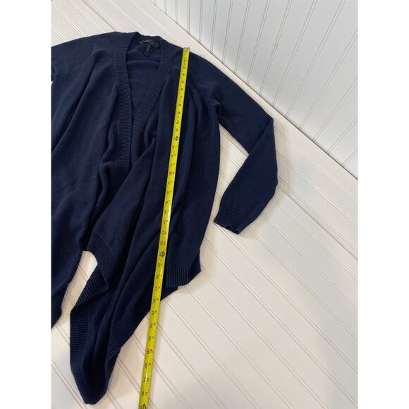 BCBGMAXAZRIA Merino Wool Blend Navy Blue Draped Asymmetrical Open Cardigan Sz S - Picture 4 of 6